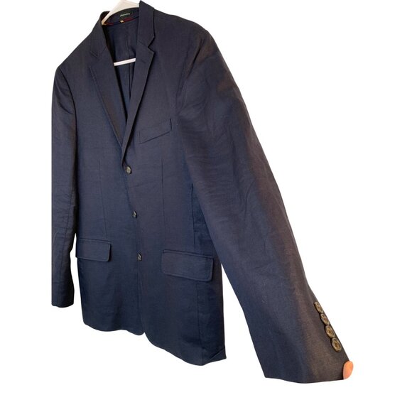 VTG 2007 J.Crew Mens 100% Irish Linen Navy Blue Blazer Jacket 40R RV10317 - Picture 3 of 13